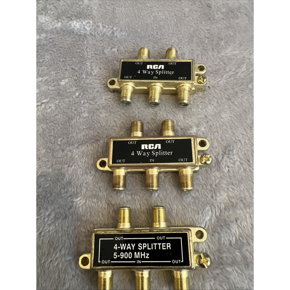 Lot of 3 RCA 4-Way Coax Splitters 5-900 MHz Cable TV Antenna Signal Splitter